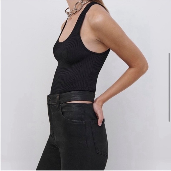 NWT Jonathan Simkhai Amelia Cutout Jeans in coated black - Picture 5 of 9